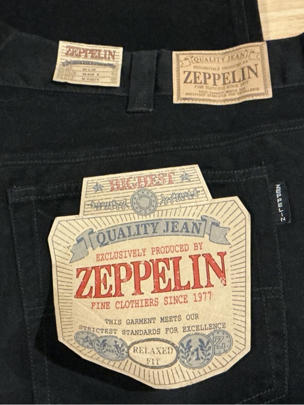 Zeppelin Relaxed Fit Men’s Black Denim Jeans 48x30” NWTs